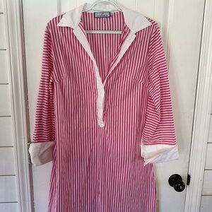 CK Bradley Pink & White Striped shirt midi dress